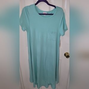 Lularoe Carly dress soft comfy casual flare cover up Medium NWT solid green HTF